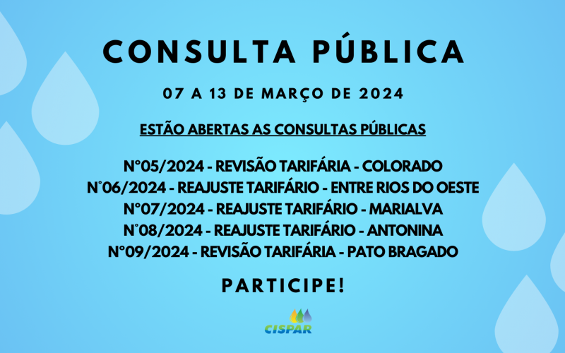 Consulta Pública - Colorado, Entre Rios do Oeste, Marialva, Antonina e Pato Bragado